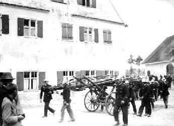 Exercise with the push ladder at the sawmill Schaflitzel, Batzenhofen